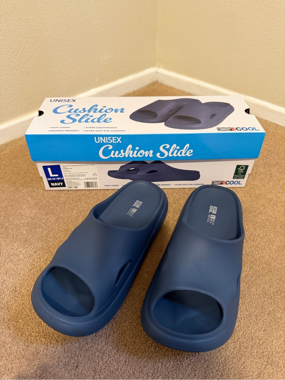 32 Degrees Cool Cushion Navy Slide Sandals